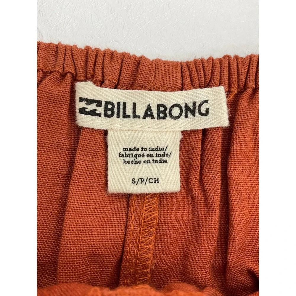 Billabong Lace and Lies Spiced Coral Crochet Trim Wide Leg Jumpsuit‎ Small NEW